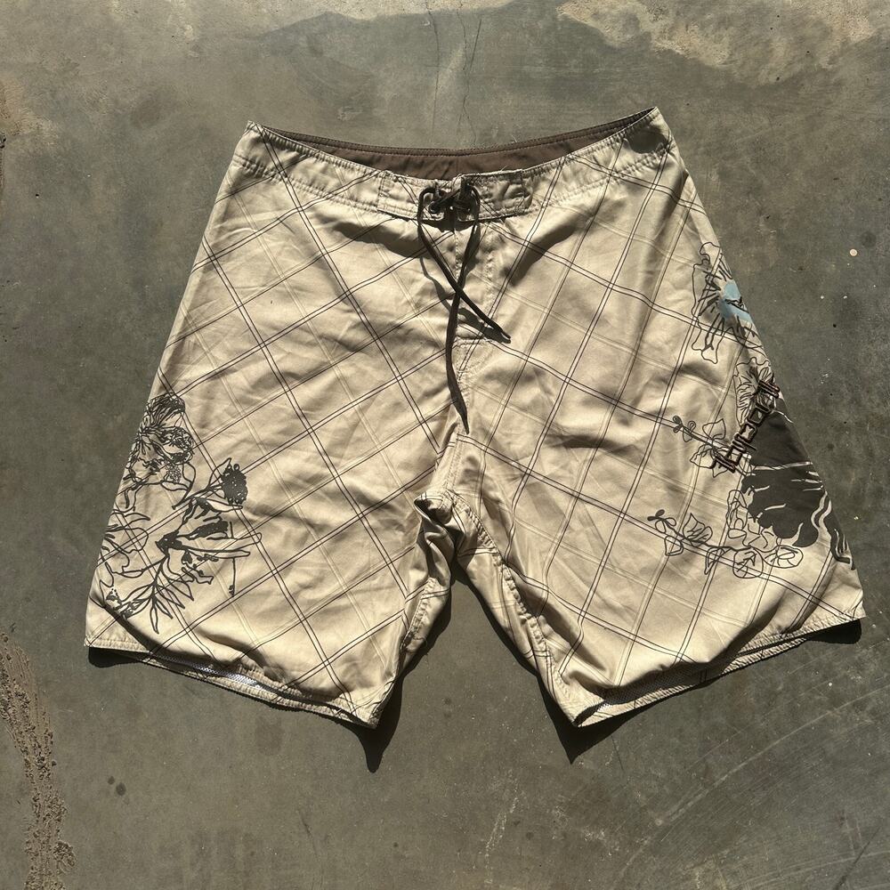 Tapa Threads Board Shorts Men's 38 Beige Drawstring Chino Surfing Swimming Beach